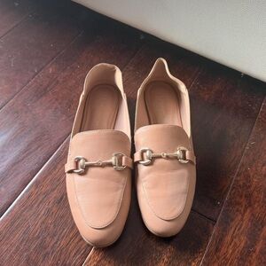 BCBGeneration Women's Beige Loafers with Gold Horsebit